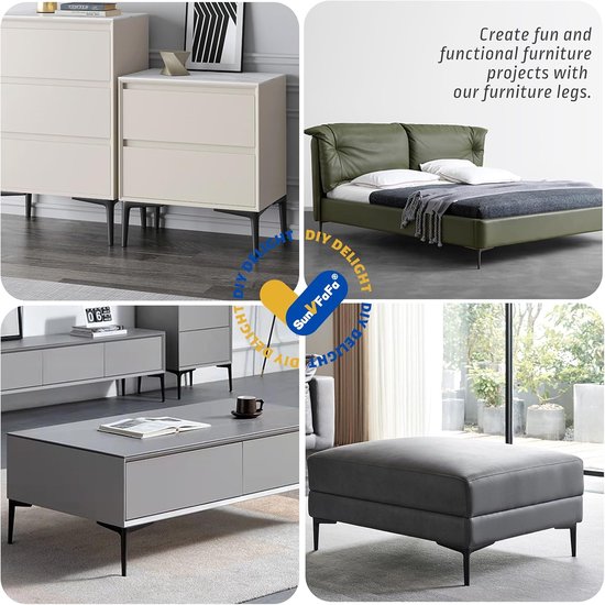 Poten 12 cm, Metalen Poten voor Meubels Set van 4, Moderne DIY Korte Kastpoten, Metalen Poten voor Dressoir, Kast, Nachtkastje, Bank — afbeelding 5