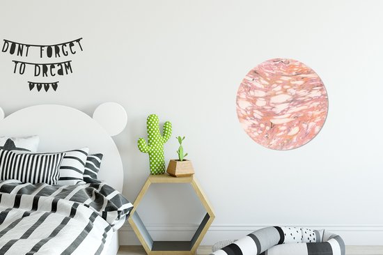 WallCircle - Wandcirkel - Muurcirkel - Marmer - Roze - Bellen - Aluminium - Dibond - 30x30 cm - Binnen en Buiten