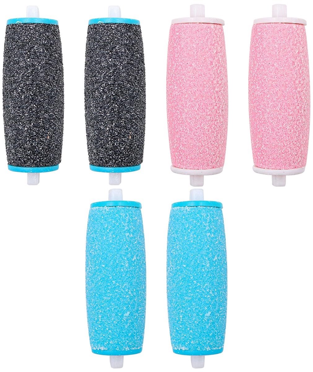 Dailygoods- Vervanging Rollers Extra Grof - Micro-Diamant Kristal Grit - Voet Remover - Eelt Verwijderaar - 6 Stuks - Geschikt voor Mannen/Vrouwen - Pedicure Rollers