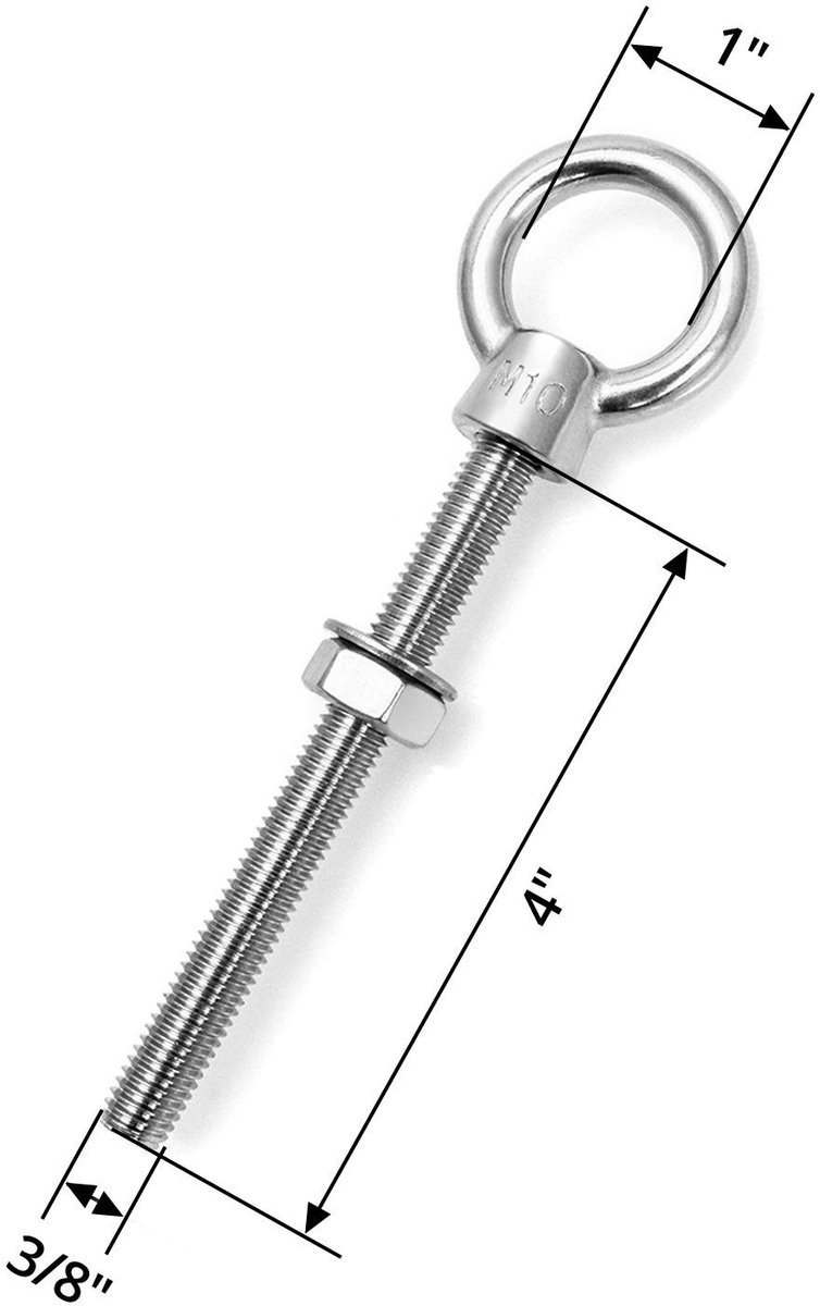 Dailygoods- Oogbout Roestvrij Staal - Metrische Oogbout M10 - 5 Stuks - Sterk en Duurzaam - Eenvoudige Installatie - Roestbestendig - Ooghaak