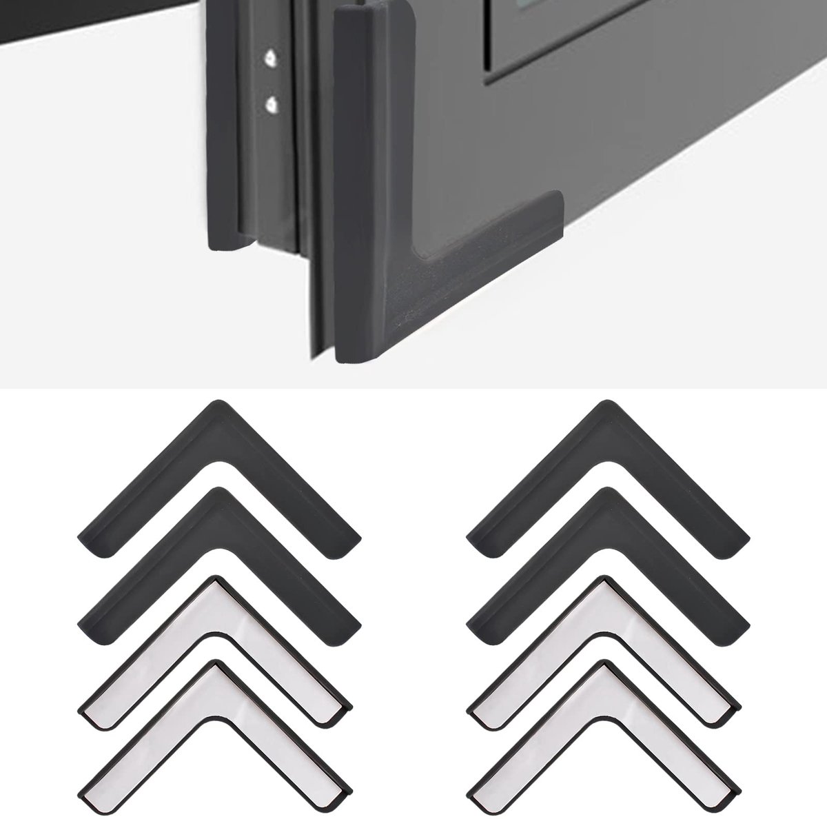 Hoekbeschermers, 8 stuks L-vormige raamhoekbeschermers zelfklevende siliconen bumper anti-botsing tafel hoekbeschermers voor het beschermen van raammeubels rand (zwart)
