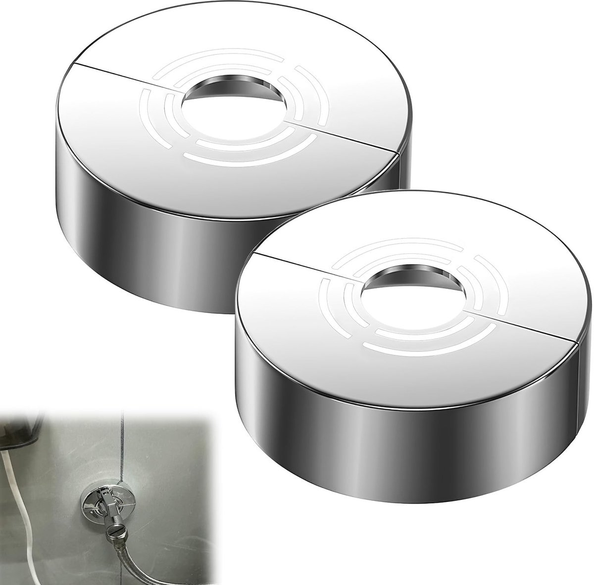 Dailygoods- Douchekraan Rozetten 2 Stuks - Verstelbaar voor Ø 21/26/33 mm - Hoogwaardige ABS - Chroomafwerking - Eenvoudige Montage - Universeel voor Water/Verwarmingsbuizen - Afdekrozetten