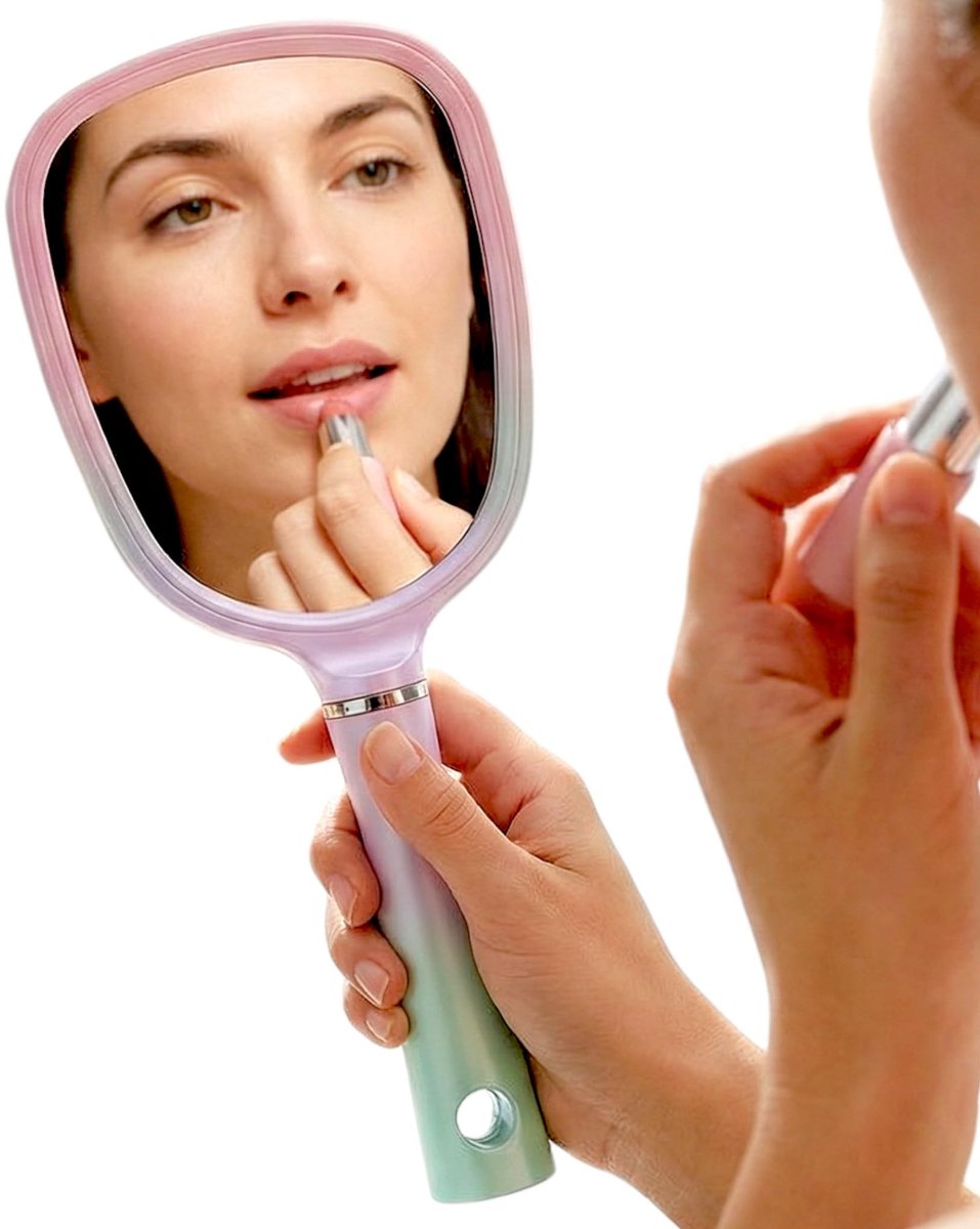 Dailygoods- Handspiegel met handgreep - Make-up Spiegel - Verzorging - Ergonomisch ontwerp - Hoogwaardig ABS-kunststof - Echt glas spiegeloppervlak - Make-upspiegel