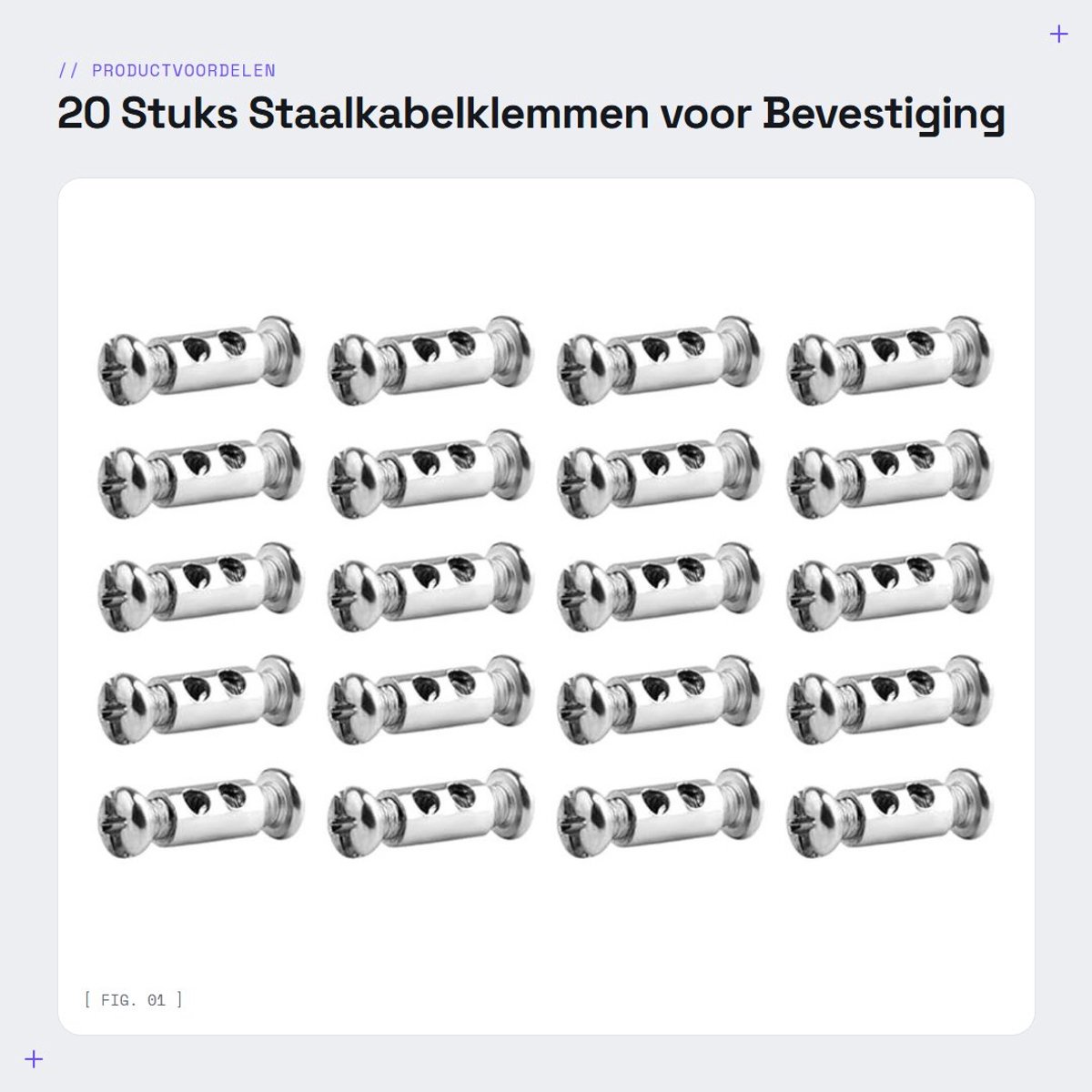 Dailygoods- Staalkabelklemmen 20 Stuks - Dubbel Gat - Metaal - Schroefgat M4 - Maximale Diameter 0,3 cm - Slijtvast - Draadklem