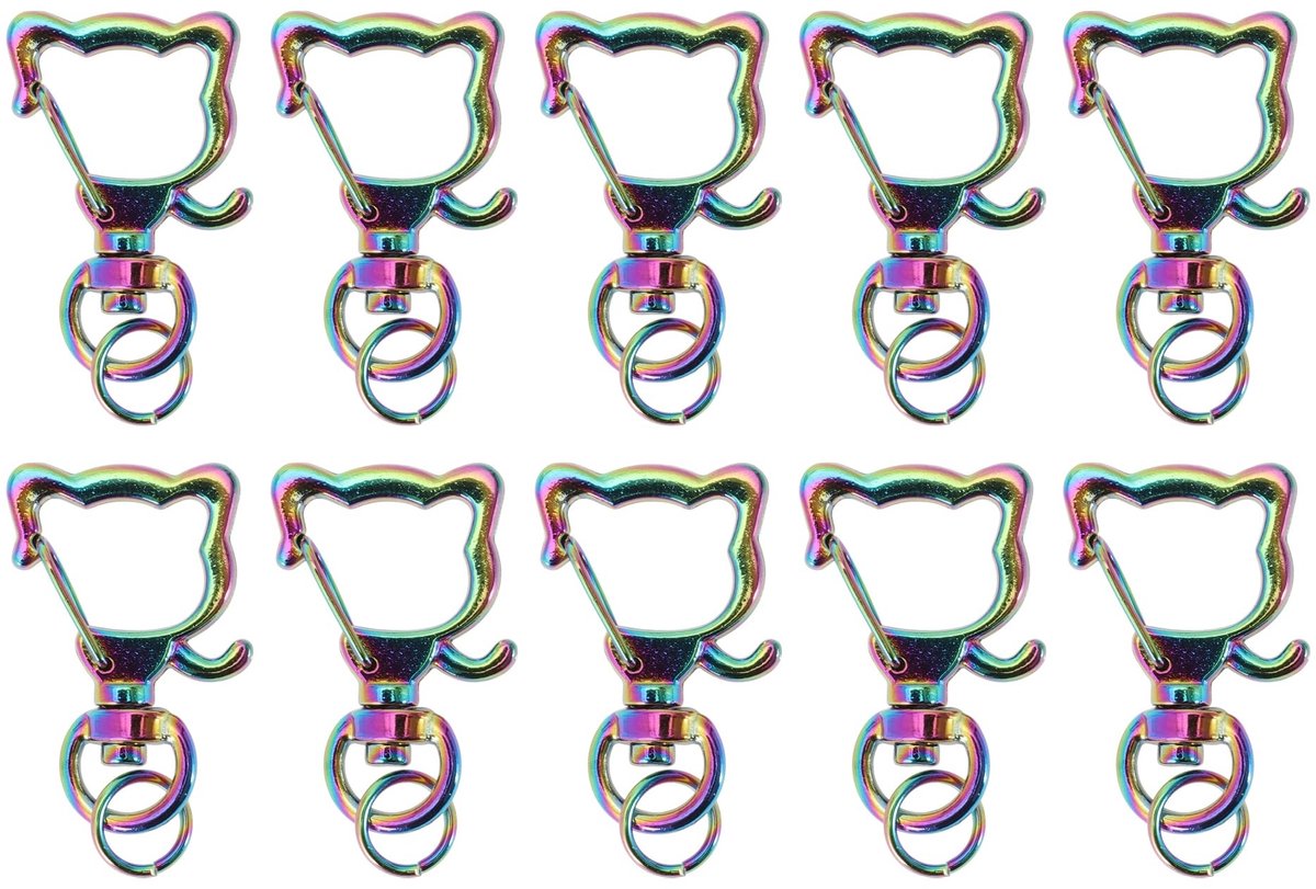 Dailygoods- Karabijnhaak Berenvorm - Sleutelhanger - 10 Stuks - Zinklegering - Lichtgewicht - Roestbestendig - 360° Draaibaar