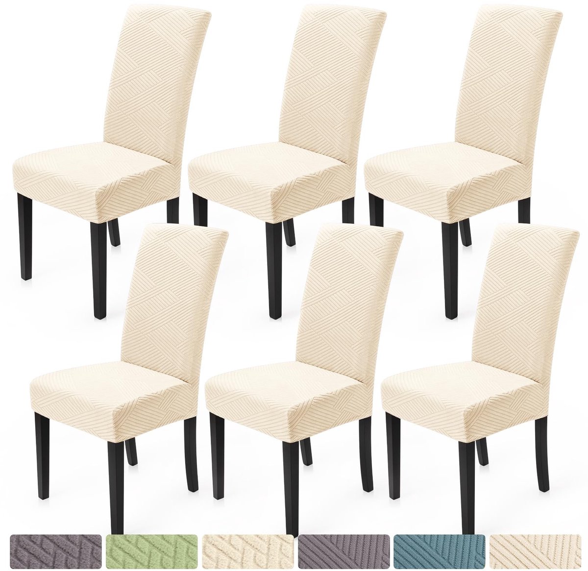 Dailygoods- Stoelhoezen 6 Stuks Stretch - Eetkamerstoelen - Moderne Twill - Wasbare Stoelh