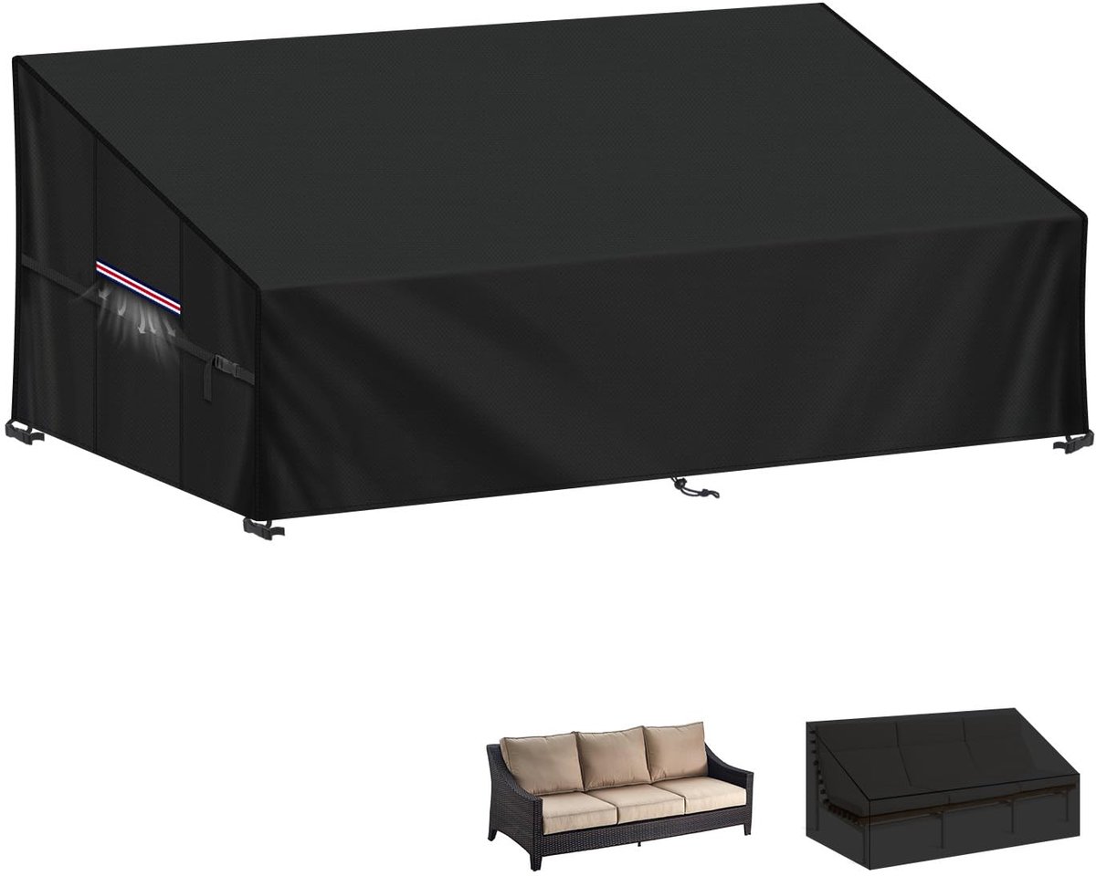 SnelShoppen - Tuinbank Hoes 3 Zitplaatsen - Waterdichte Oxford Stof - UV-Bescherming - Bescherming Tuinmeubels - 205x85x80/40cm - Voor Tuin, Balkon, P