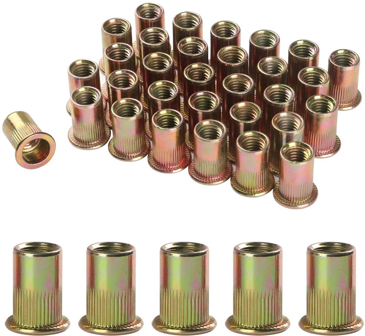 Dailygoods- Nietmutter M10 - 30 Stuks - Verzinkt Koolstofstaal - Platte Kop - Corrosiebestendig - Geschikt voor Vochtige Ruimtes - Goede Wrijvingskracht - Klinkmoer
