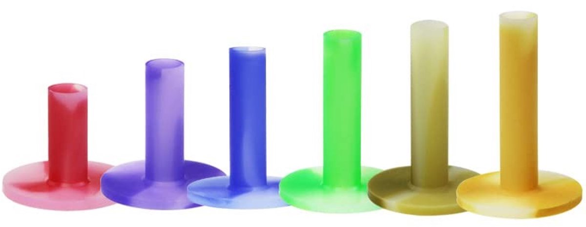 Dailygoods- Golf Tees 6 Stuks - Duurzaam Rubber - Multicolor - 6 Maten - Geschikt voor Driving Range - Indoor/Outdoor Training - Golfballenhouder