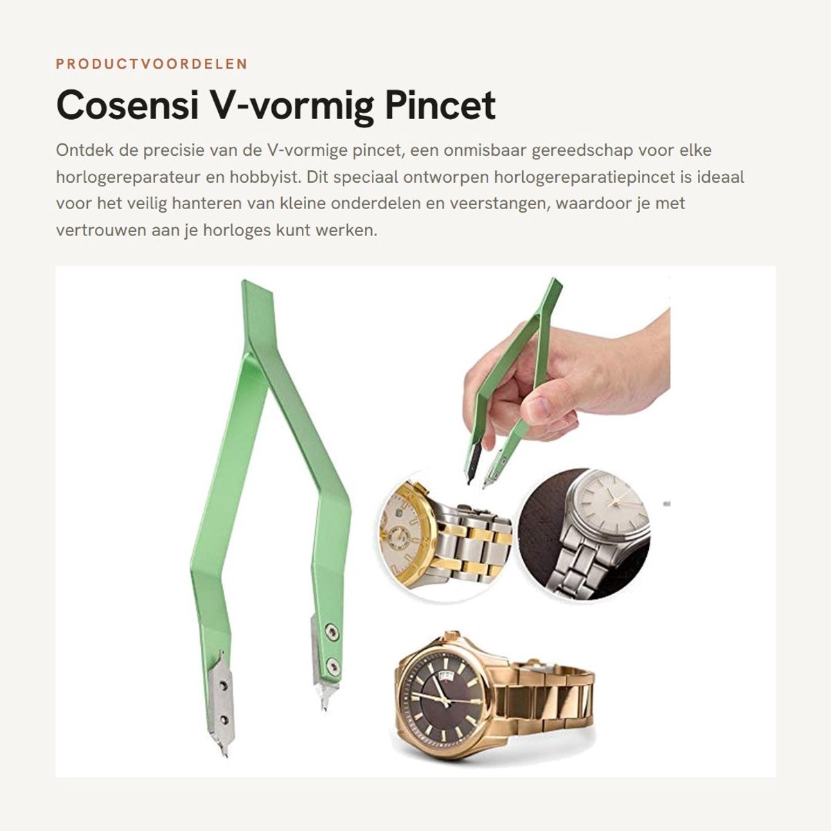 Dailygoods- Horlogereparatiepincet V-vormig - Pincet - Horlogereparatiegereedschap - Metalen Accessoire - Precisie Pincet - Schokbestendig