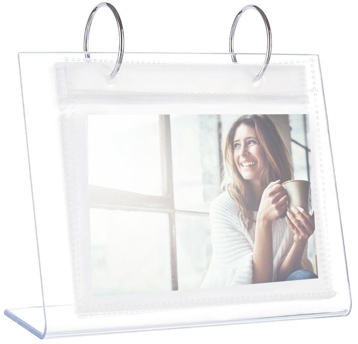 Dailygoods- Fotoalbum Acryl - Verticaal Flip Album met 17 Pagina's - 34 Fotolijsten - Desktop Display Stand - Bescherming voor Foto's - Handmatige Maatvoering - Fotolijst