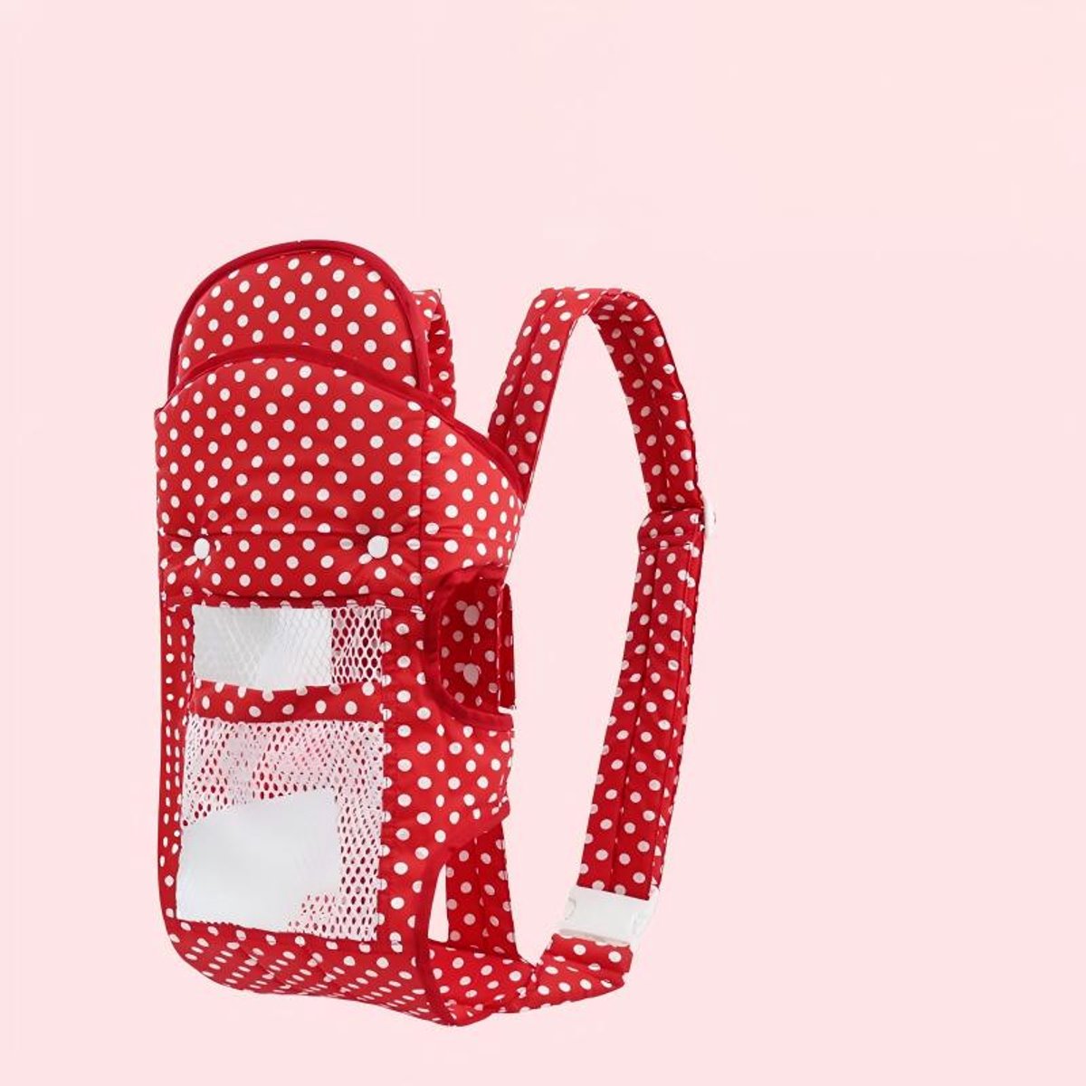 Zachte en ademende draagzak van mesh, geschikt voor pasgeborenen, ergonomisch ontworpen,Rode stippen