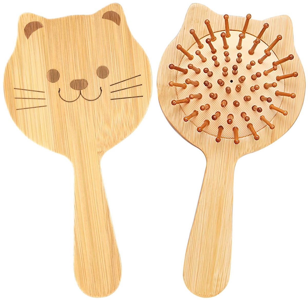 Haarborstel, bamboe haarborstel, kleine haarborstel, schattige haarborstel voor mannen, vrouwen en kinderen, voor dik lang haar en glad krullend haar