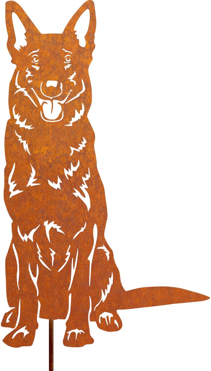 Duitse Herder Tuinsteker, Metalen Hond Tuindecoratie voor Buiten, Hondenfiguur voor Gazon, Bloembed, Terras en Erf