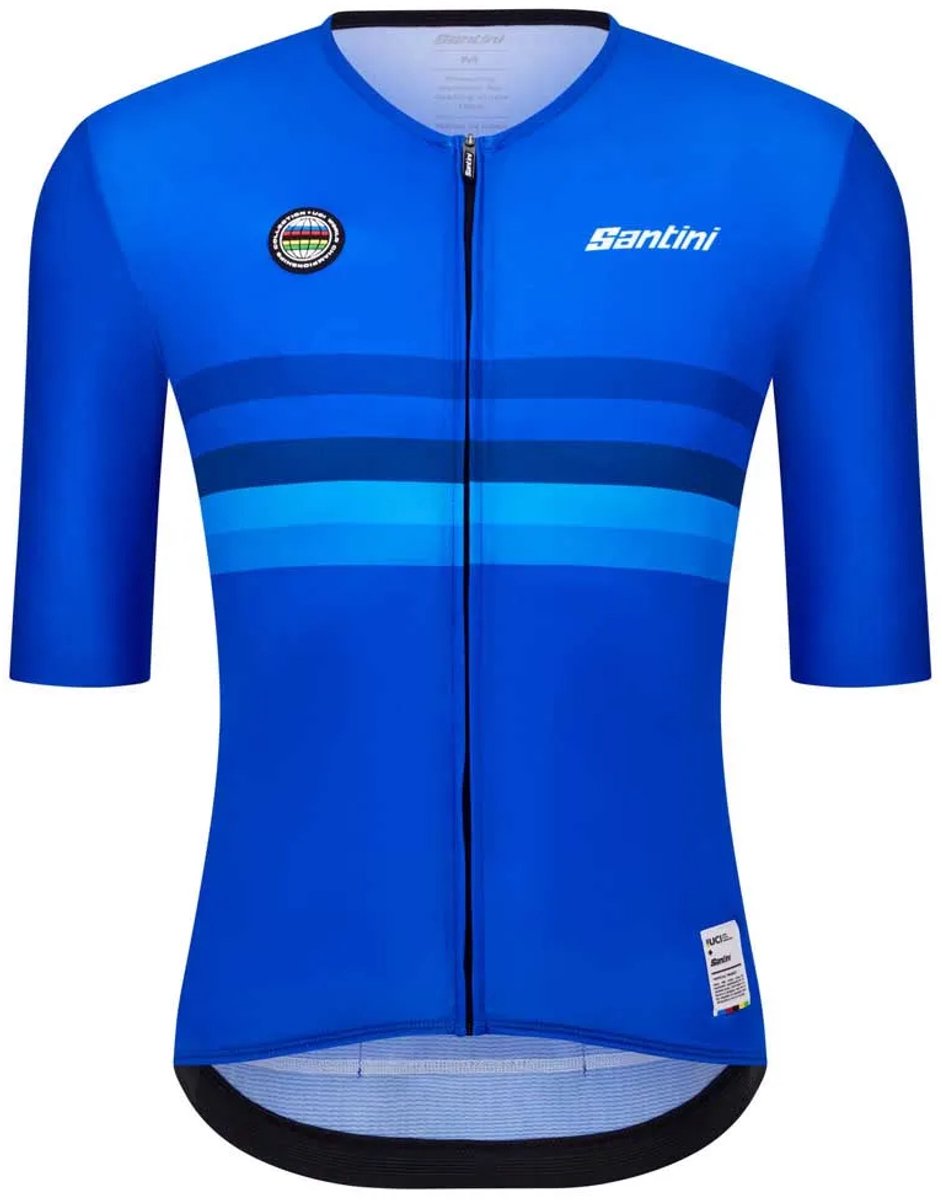 Santini Uci World Champion Italy 2025 Korte Mouw Wielertrui Blauw M