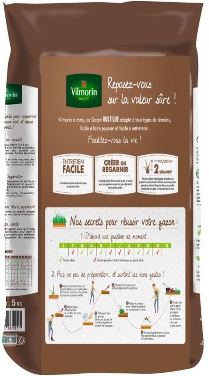 VILMORIN – 4460416 – Gazonzaad – Rustique – 5 kg