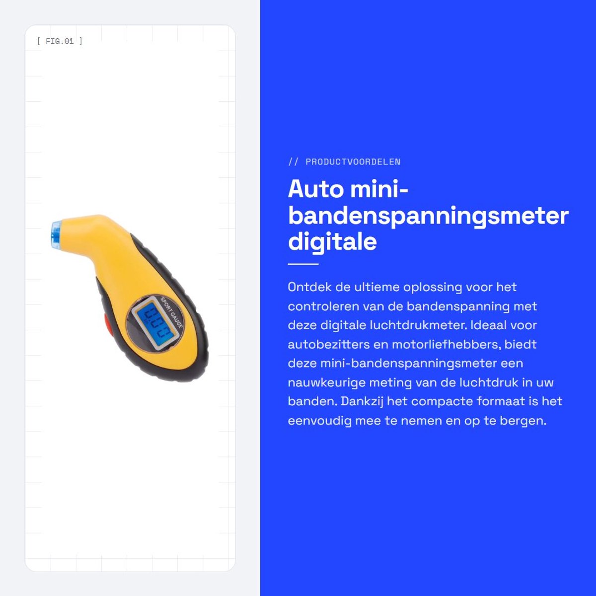 Dailygoods- Bandenspanningsmeter Mini - Digitale Luchtdrukmeter - Elektronische Bandenspanningsmeter - TPMS Motor - Hoge Kwaliteit - Stabiele Prestaties
