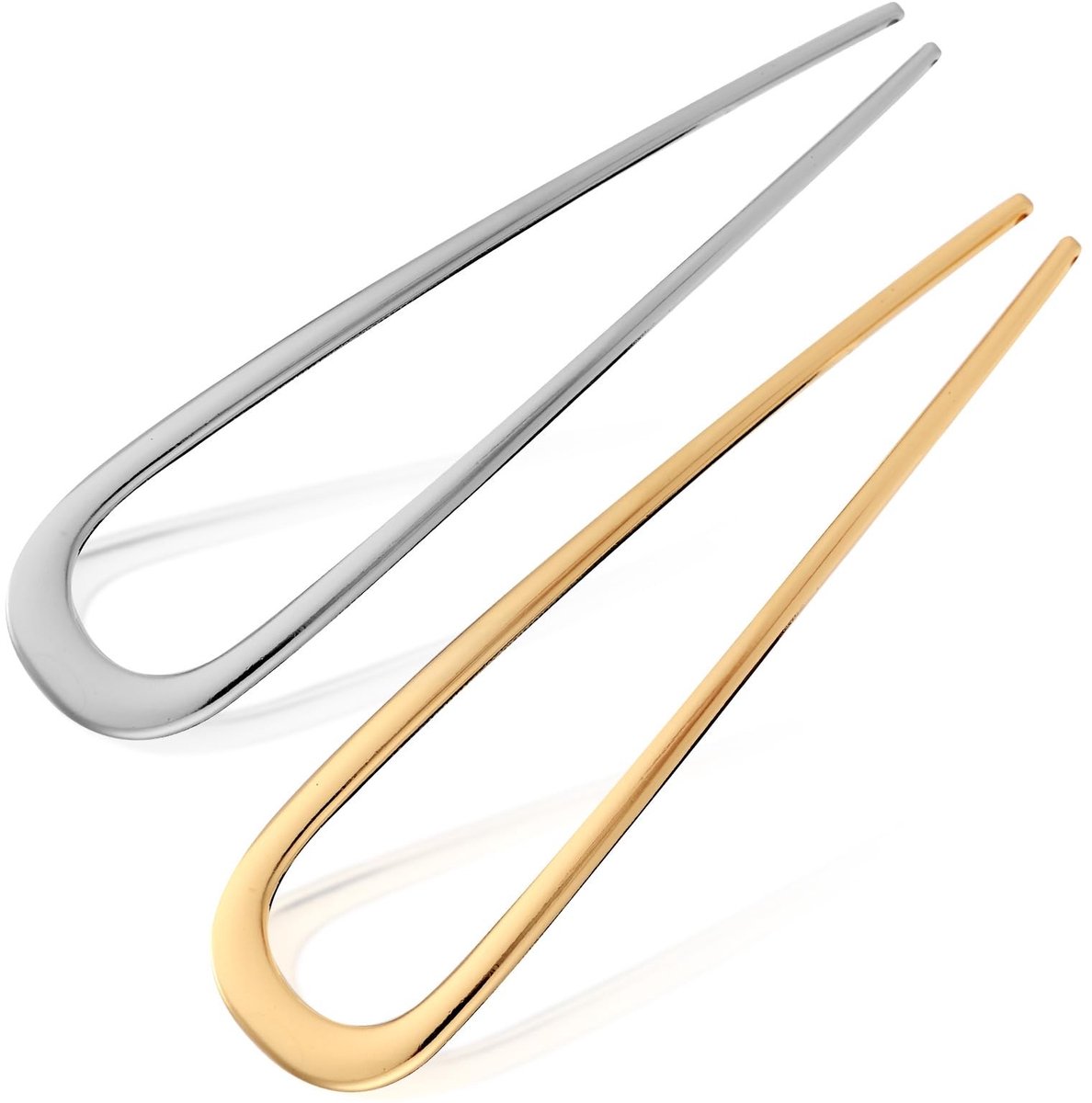 Dailygoods- Haarspelden U-vormig - 2 Stuks - Metalen Haarspelden - Haaraccessoires - Styling voor Dik Haar - 14×3,4 cm - Haarfork