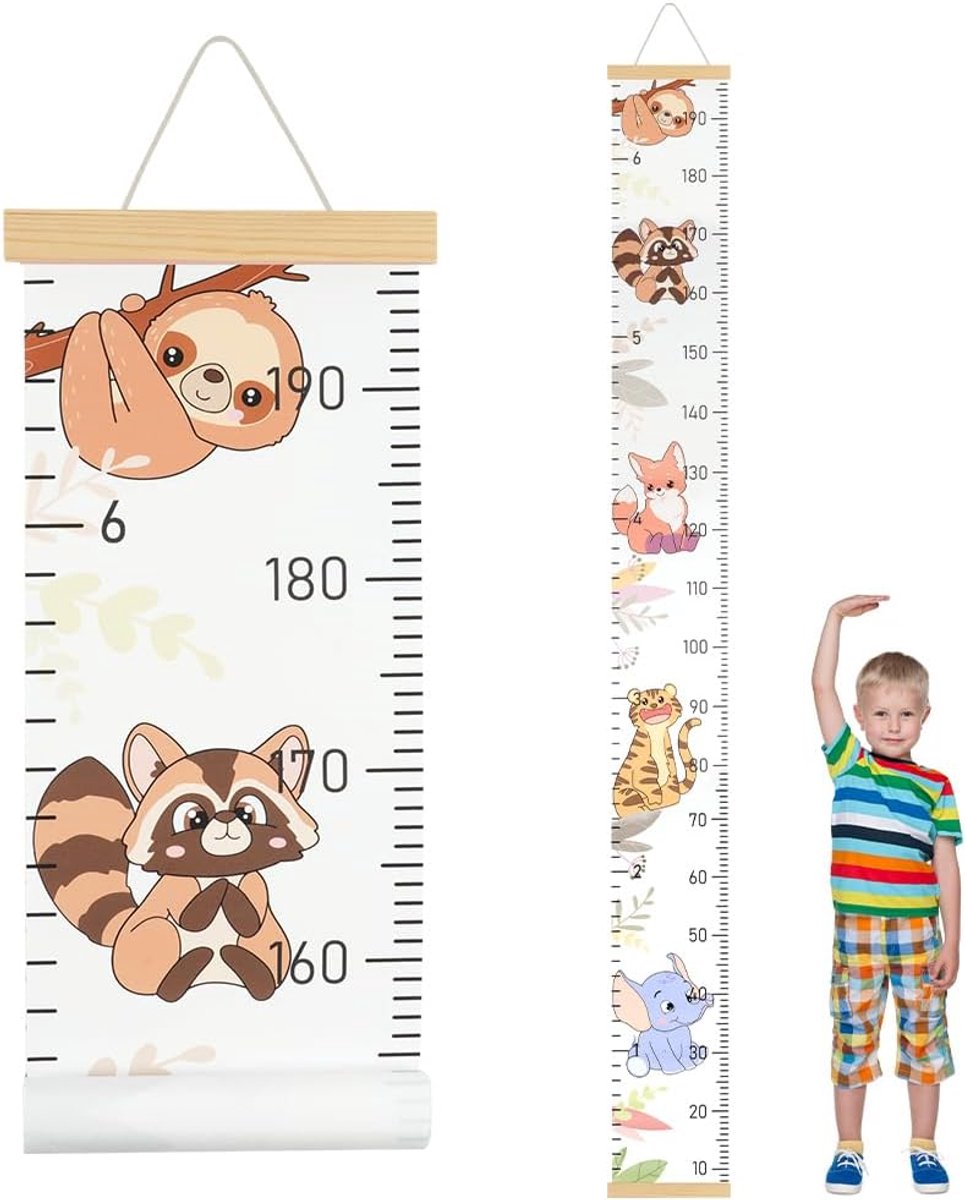 Kindermeetlat, maatmeter voor kinderen, meetlint kinderen, groeitabel voor baby's, wandbehang, groeitabel, decoratie kinderkamer, meetliniaal voor baby's, meisjes, jongens (dierentuin)