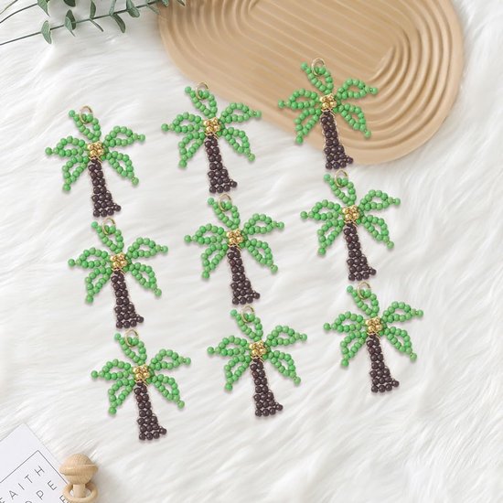 10 glazen bedels in de vorm van een kokosboom, rocaillekralen, tropische hangers, verguld met 18 karaats goud, Hawaïaanse palm, ideaal voor het maken van sieraden (halskettingen, armbanden — afbeelding 5