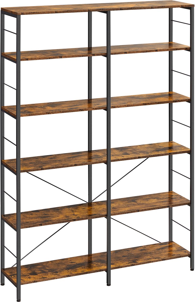 VASAGLE - Boekenkast - Boekenkast met 6 Niveaus - Voor Woonkamer, Kantoor, Balkon of Keuken