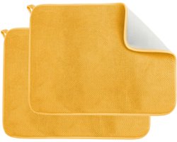 Afwas Droogmat - 2 stuks - Afdruipmat - Barmat - Microvezel - Afdruipmatten - Keukendroogmat - Aanrechtmat - Vaat Afwas mat - Gemakkelijk schoon te maken afwasmat - 40 x 30 CM - geel