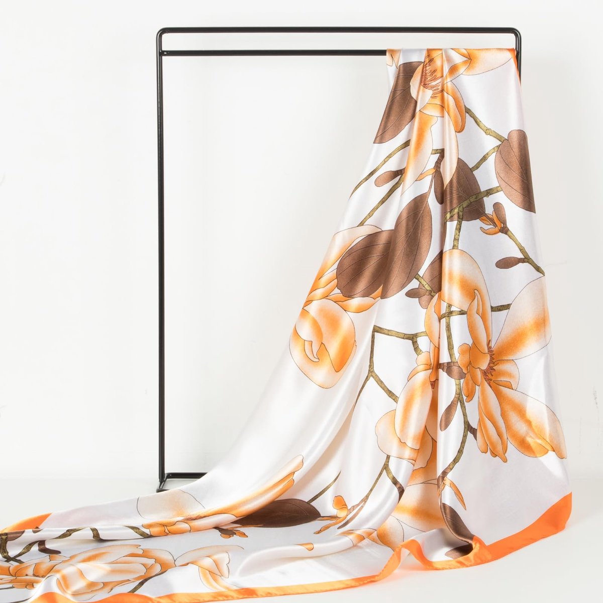 Damessjaal, 90 x 90 cm, bedrukte sjaal met artistiek design, ideaal voor lente en zomer, modieus accessoire voor haar en hals