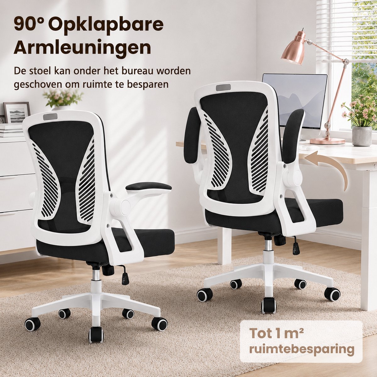 Milacyee Ergonomische Bureaustoel met Mesh Rug & Lendensteun - afbeelding 3
