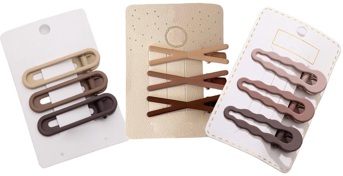 Dailygoods - 9ps haarclips voor dames, klein, in stijl haarclips om te stylen, mini Morandi kleur eendbill haarclips, strepen, dik en dun haaraccessoire (golf + kruis)