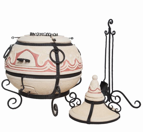 Tandoor Orient - Keramische houtgestookte buitenoven, verticale Kamado voor vlees, groenten en brood - Met 20 XL-spiesen & accessoires - 6,5 cm dikke wanden voor perfecte warmteopslag - 110 cm - 178 kg - 125L — afbeelding 2