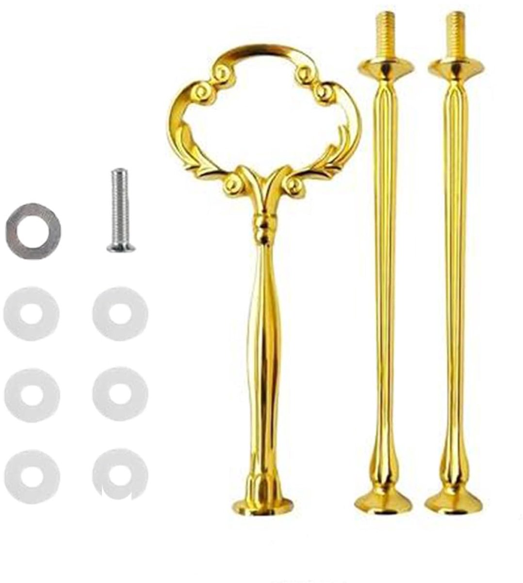 Set van 6 etagèrestangen, 3 etages, etagère, goud, metalen stang voor taartstandaard, taartstandaard, taarthouder, bruidstaart, buffet, fruitdienblad, snackborden