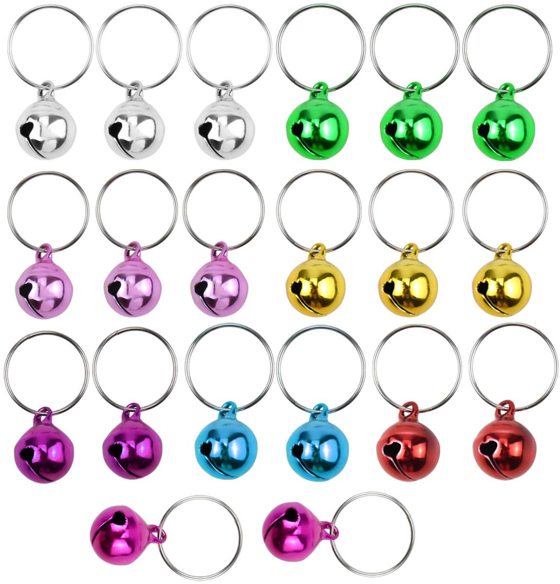 20 stuks kleurrijke honden- en kattenhalsbellen, 12 mm huisdierhalsband bedels bel charme hanger sleutelhangers, luide huisdierbellen voor zindelijkheidstraining, halsband bellen voor hond en