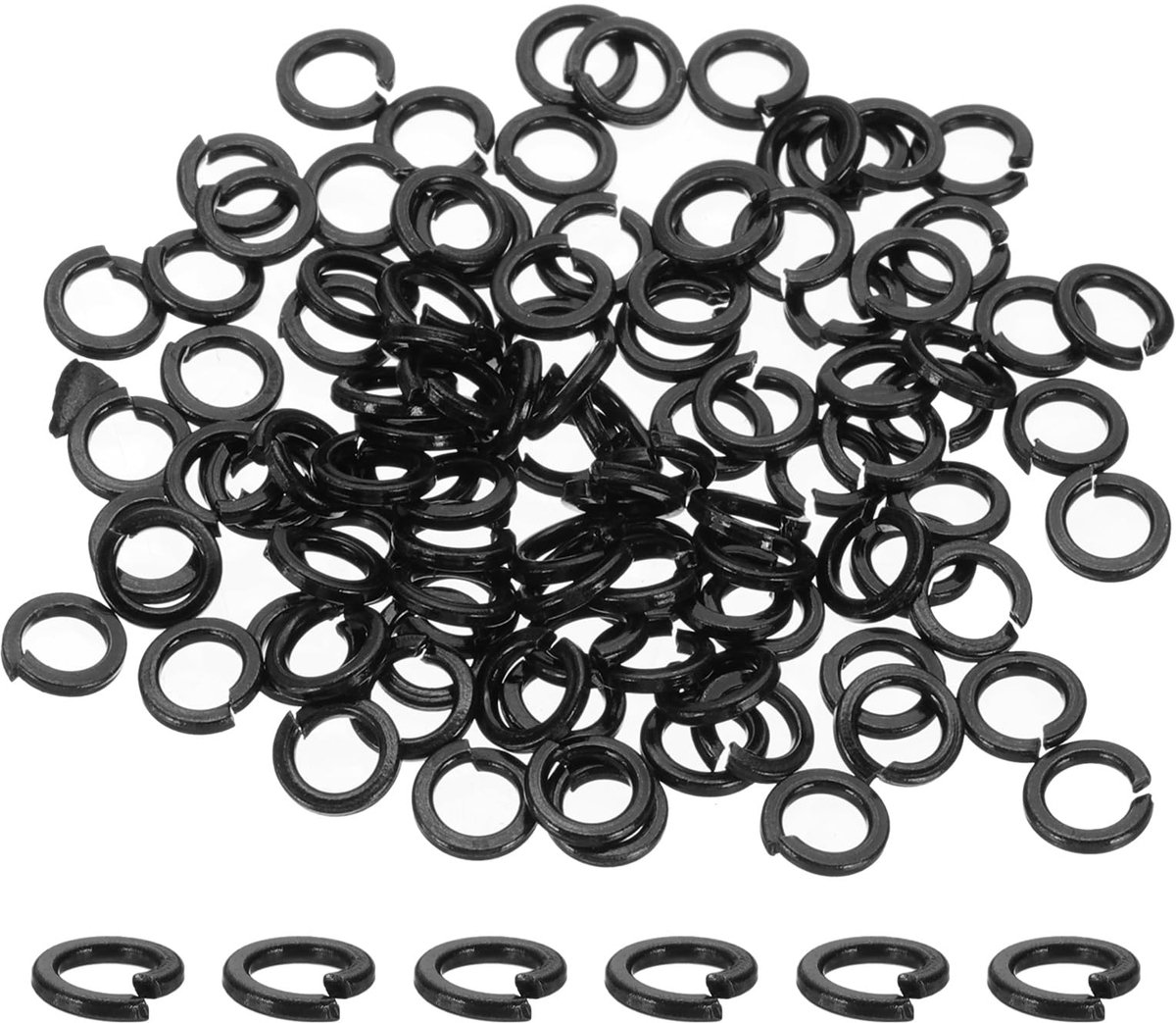 M3 veerring van 304 roestvrij staal, borgringen voor schroeven, bouten, auto's, bouwmachines, zwart, 100 stuks