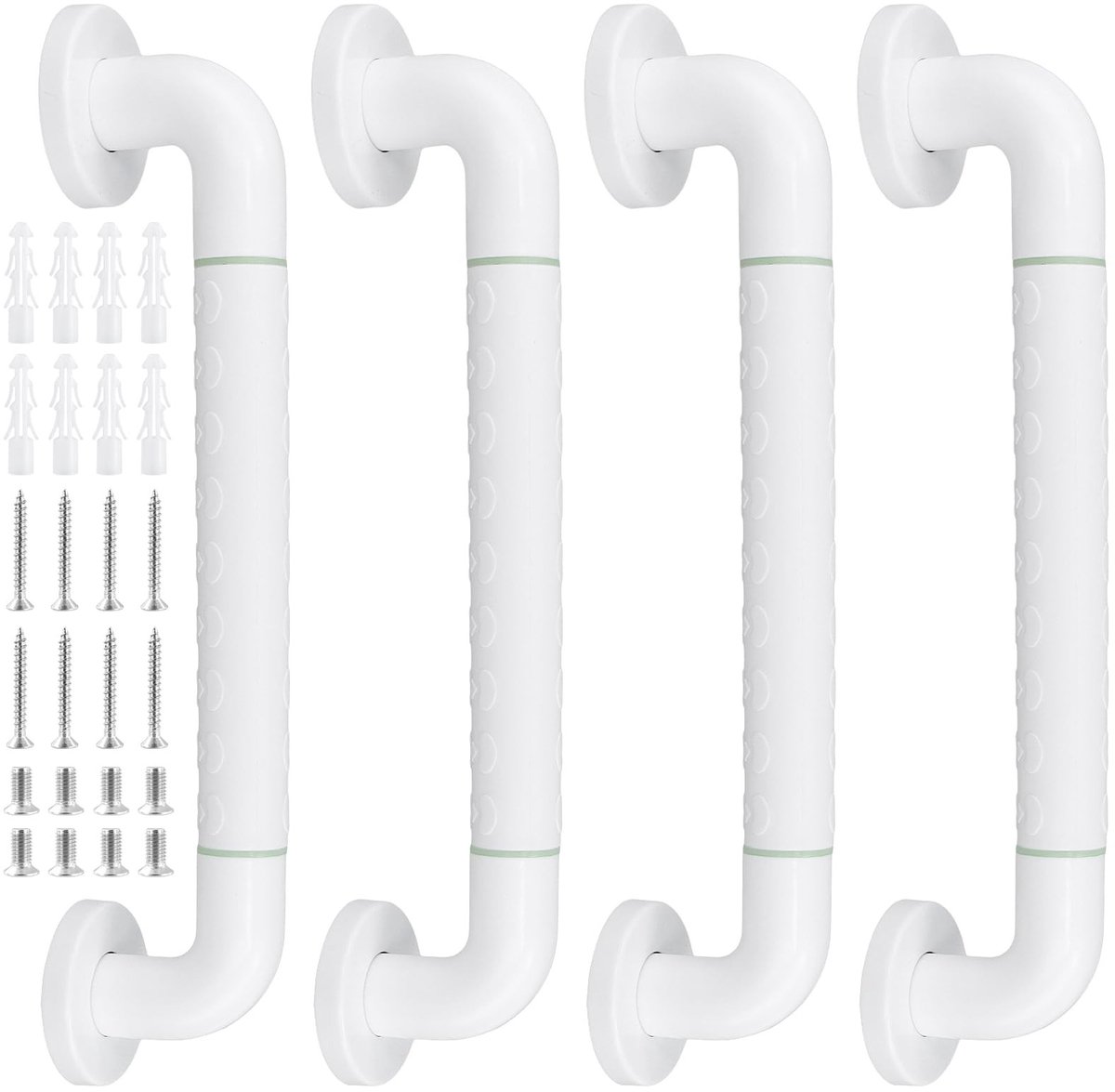 Dailygoods- Badkamer Handrail 39,5 cm - 4x Grijprekken - Roestvrij Staal - Antislip - Lichtgevend - Ergonomisch Gripontwerp - Steunrail