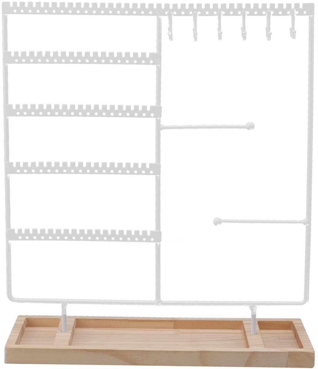 Dailygoods- Oorbellenrek 90 Gaten - Houten Basis - IJzeren Frame - Sieradenhouder - Organizer voor Ringen/Kettingen - Gemakkelijk te Installeren - Sieradenrek