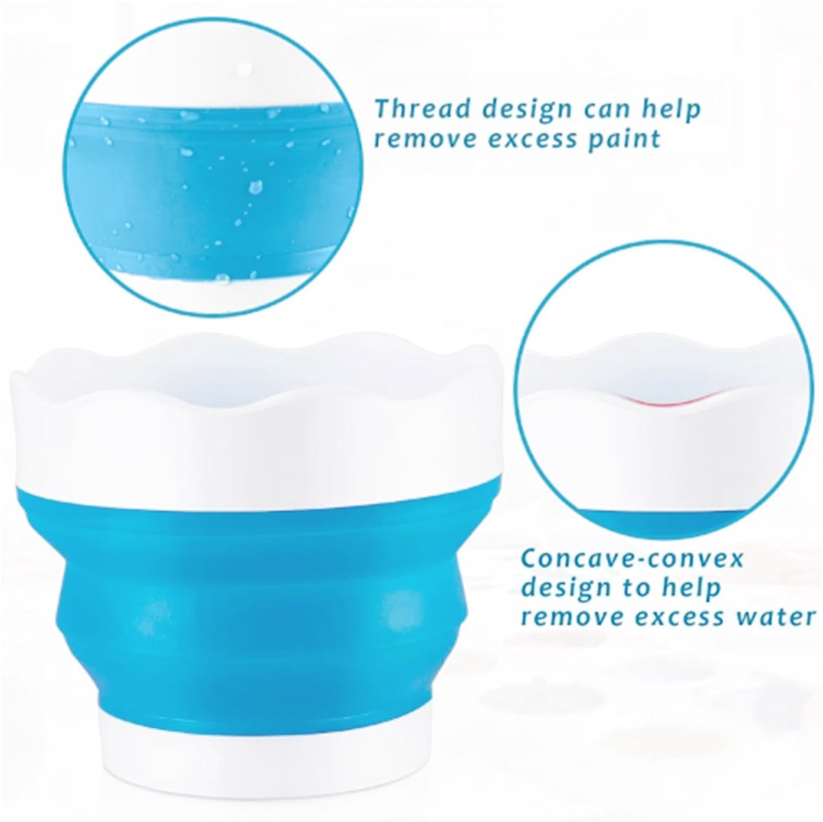 Dailygoods- Opvouwbare Waterbekers - 3 Stuks - Siliconen - Antislip - Gemakkelijk te Reinigen - Voor Binnen/Buiten - Perfect voor Kamperen - Verfwaterbeker