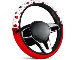 Stuurhoes Auto Lieveheersbeestje - Universele Stuurwielhoes - Antislip - Rood Wit