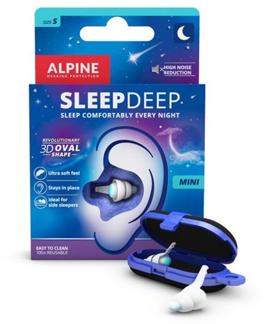 Alpine SleepDeep Mini Oordopjes Slapen - Maximale Geluidsdemping - Perfect voor Zijslapers - 27dB SNR Oordoppen - Sleep Plugs - Slaapoordoppen Snurken - Small Size - 1 Paar
