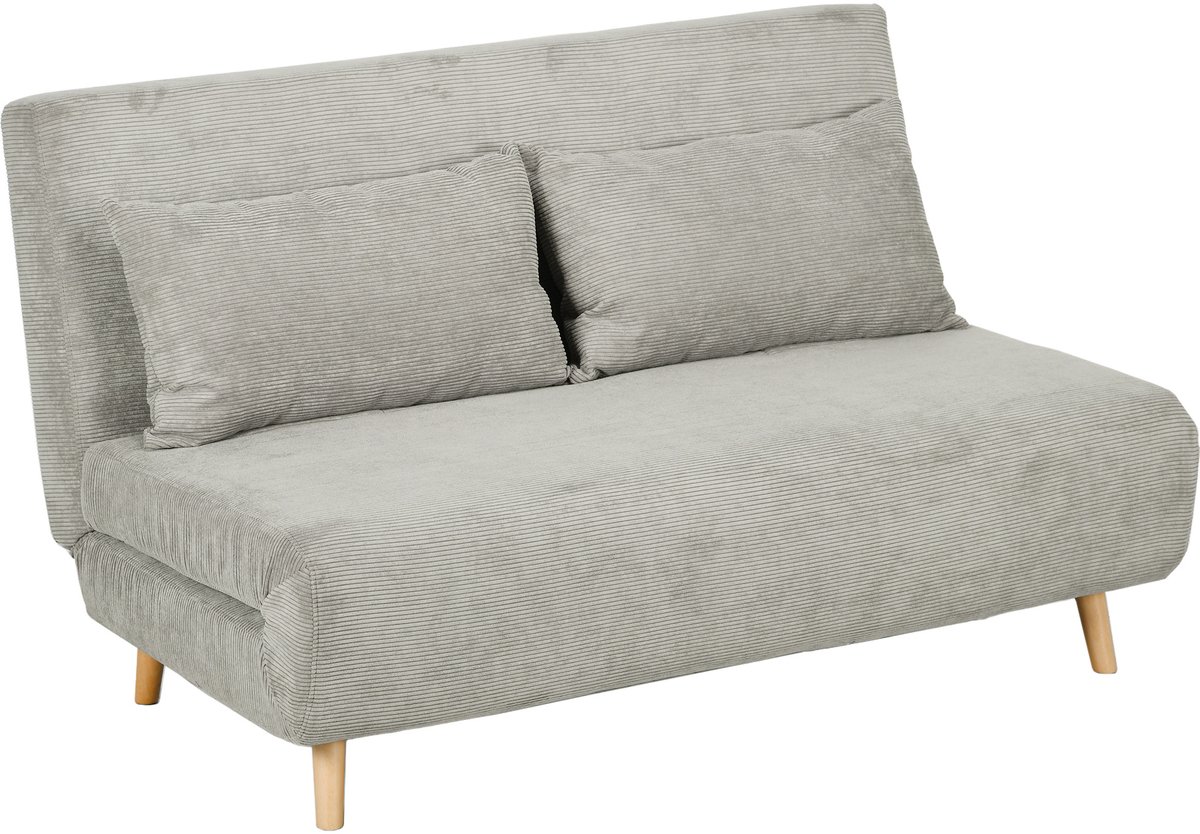 MIVRAY Slaapbank 141 x 90 x 81 cm - Verstelbare Rugleuning En Bedfunctie - Voor Woonkamer En Logeerkamer - Polyester Grijs