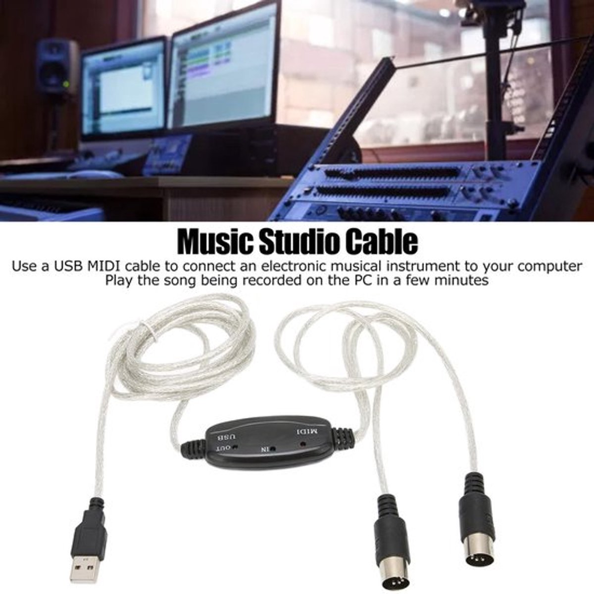 USB MIDI-kabel 2 in 1, snel voor muziekproductie