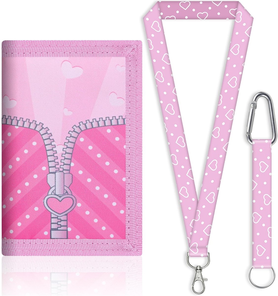 Dailygoods - Portemonnee voor kinderen, borsttas voor meisjes, met sleutelband, drievoudige gevouwen portemonnee voor meisjes (roze), roze, Eén maat, Modern