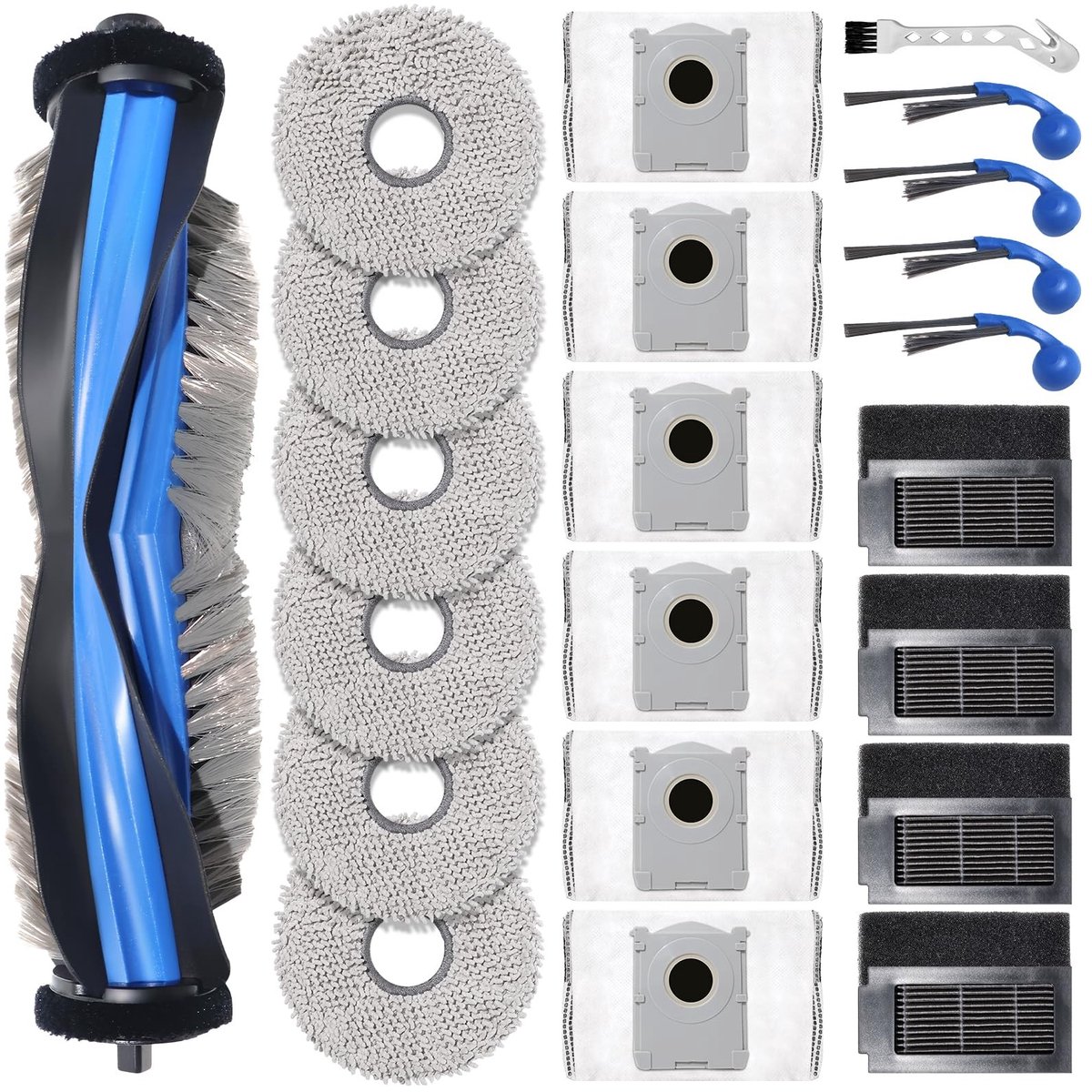 Dailygoods- Stofzuigerrobot met accessoires - Hoofdborstel - Schoonmaakdoeken - Stofzakken - Filters - Zijborstels - HEPA-filter voor schone lucht - Stofzuigeraccessoires