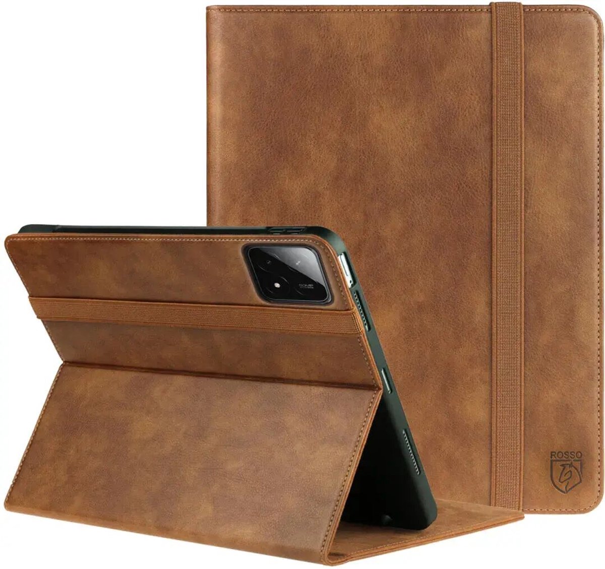 Rosso Element Hoes Geschikt voor Xiaomi Pad 8 Pro | Book Case | Volledige bescherming | Elastische band | Sleep/Wake functie | Met Penhouder | Verstelbare standaard | Bruin
