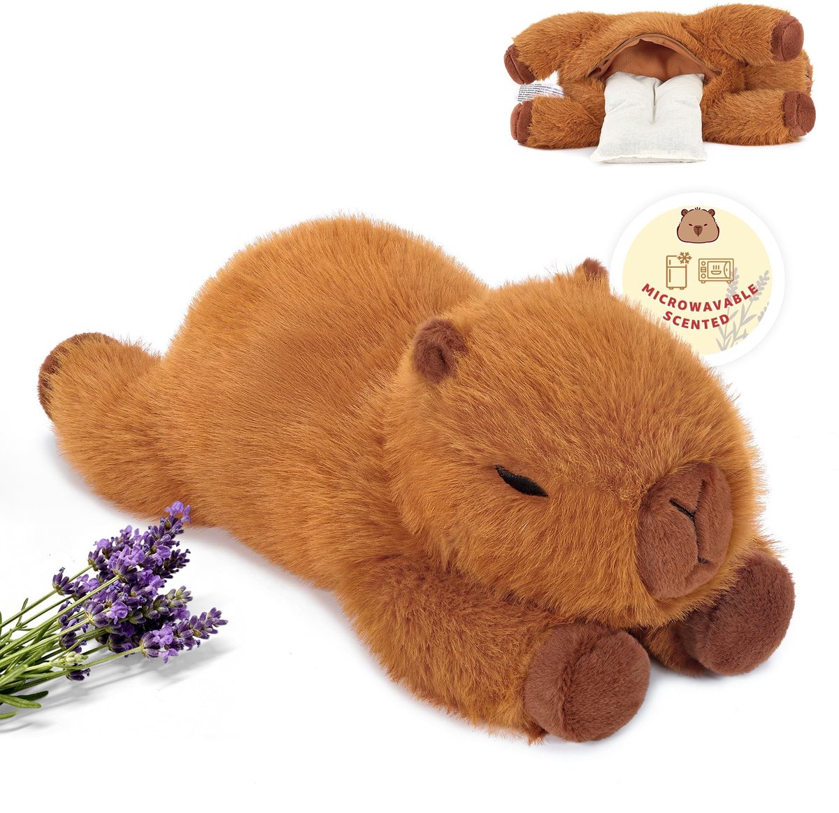 Dailygoods- Warmtekussen uitneembaar - Knuffeldier Capybara - Pijnstilling - Spierherstel - Behandeling van blessures - Veilig in de magnetron - Warmtedier