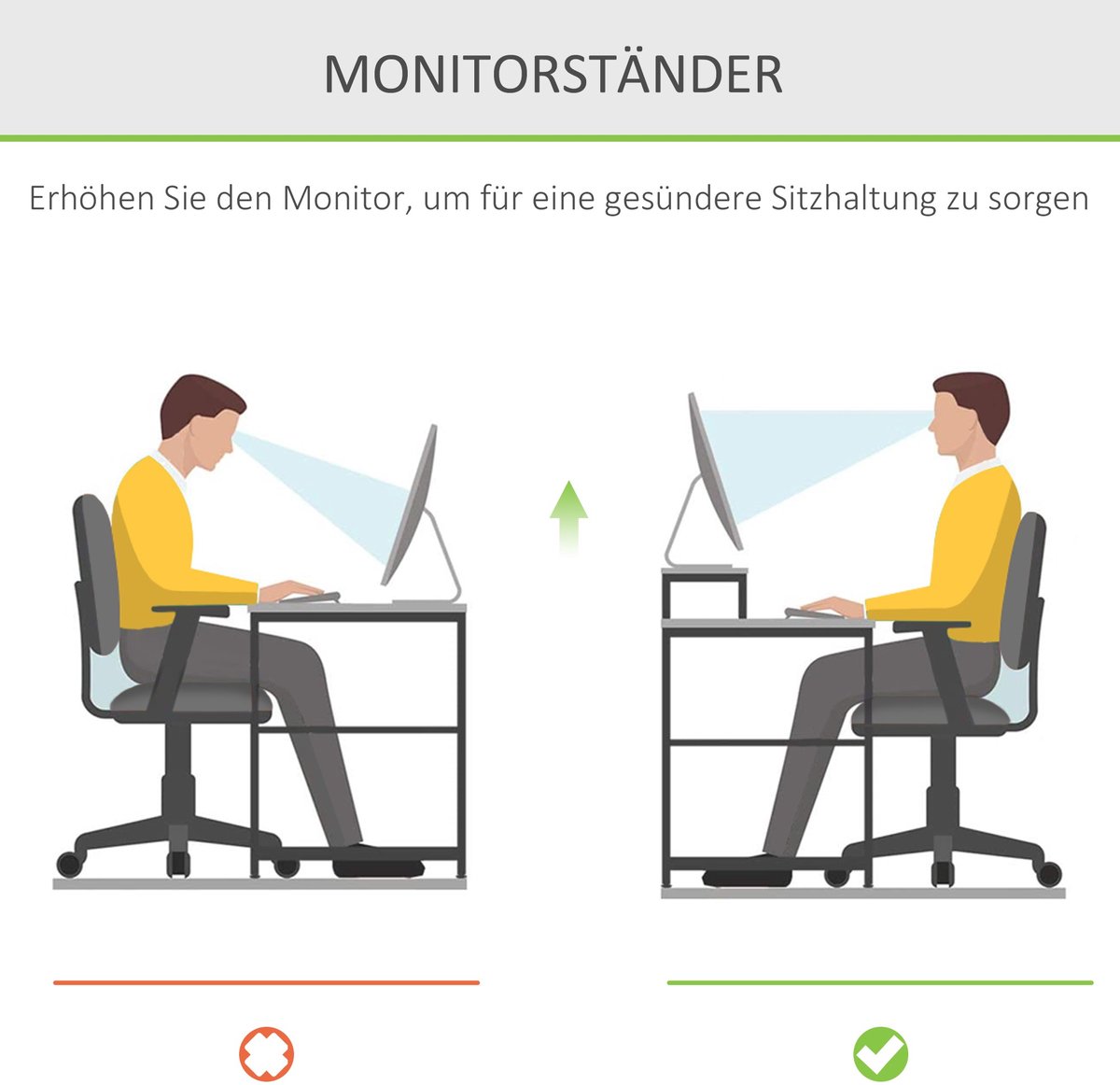 YYchan monitorverhoger - houtkleur - 49 x 25,5 x 11,5 cm - met lade - met opbergruimte