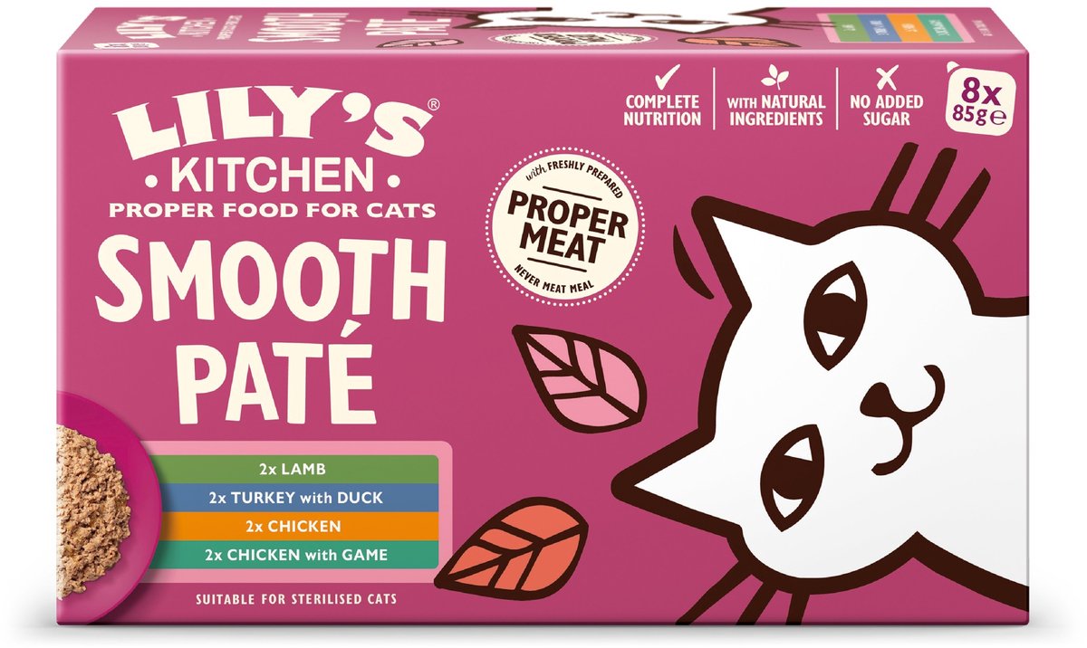 8x 85g Lily's Kitchen Smooth Pate Selection voorkatten mixpakket (4 soorten) katten natvoer