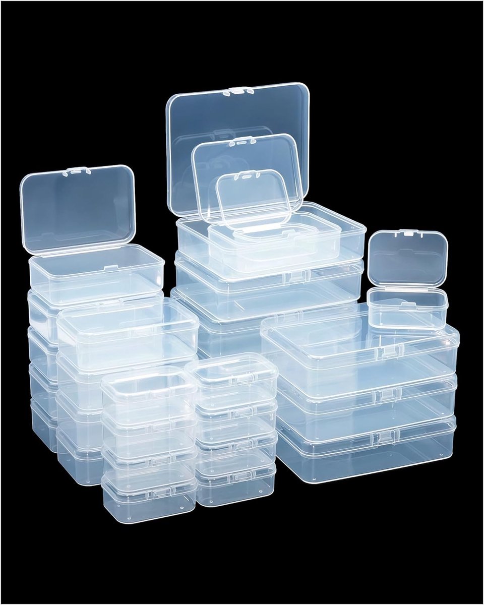 28 Stuks Plastic Opbergdoos Set (3 Maten) – Transparante Bakjes voor Diamond Painting, Kralen & Schroeven, Assortiment Mini Containers voor Sieraden, Kunststof