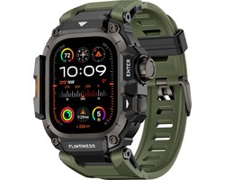 Stravo Metalen Beschermhoes met TPU Sport Bandje – Geïntegreerde Horlogeband – Geschikt voor Apple Watch Ultra 49mm (Ultra 4 / 3 / 2 / 1) – Rugged Design – Groen