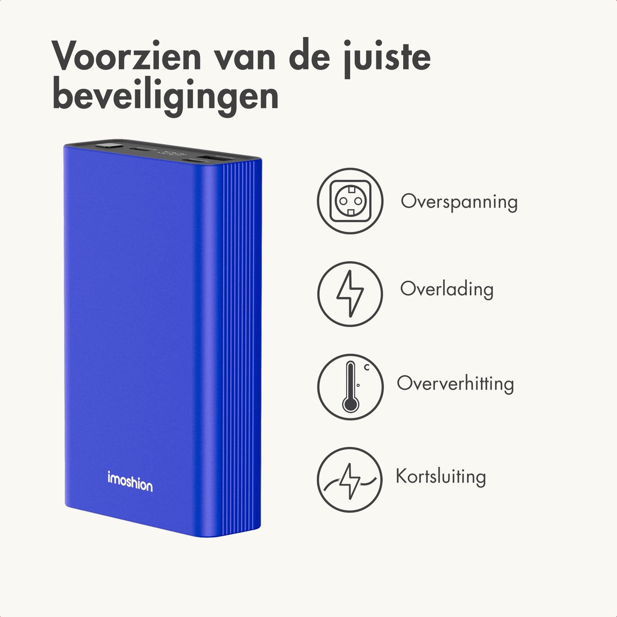 imoshion® Powerbank 20000 mAh - 30W Ultra Snellader - 4x Smartphone Opladen - USB C / USB A - Powerbanks - Universeel - Quick Charge 3.0 en Power Delivery — cadeau in Telefoon & Tablet - foto 4