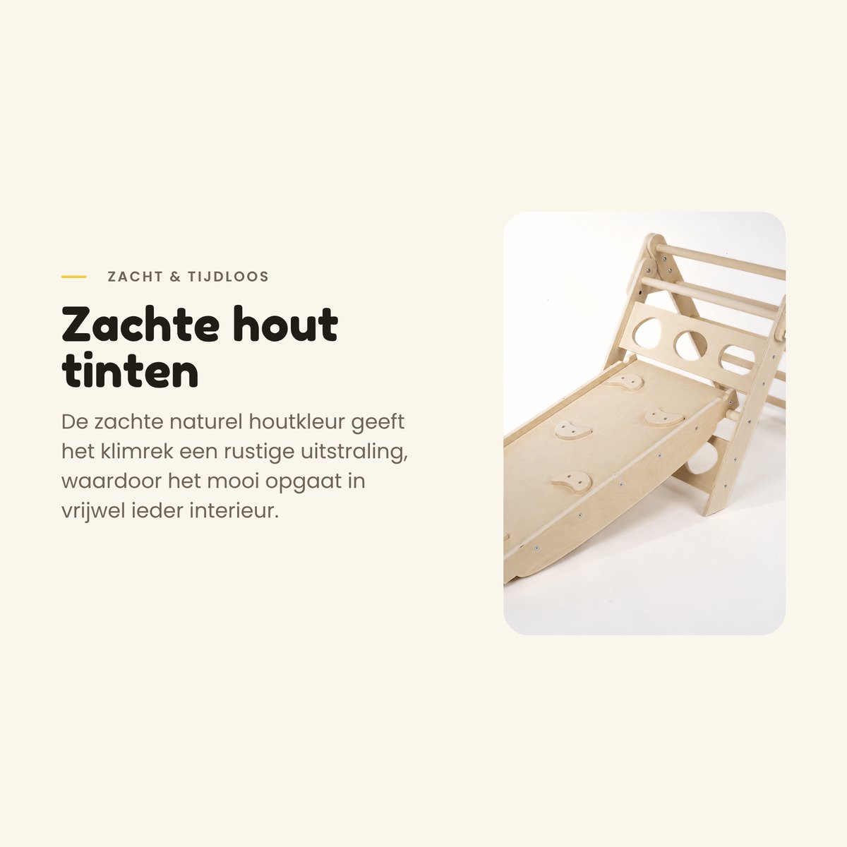 Dastium Kids - Mini Klimrek - Montessori Speelgoed - Houten Klimrek - Klimboog met Kussen - Klimrek Baby - Klimrek Peuter - Klimrek met Glijbaan - Naturel — afbeelding 8